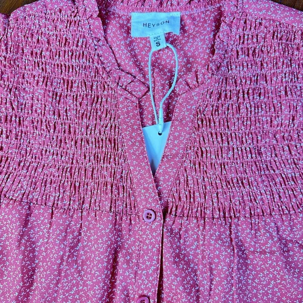 NWT Heyson Smocked Pleasantly Pretty Sleeveless‎ Cherry Red Sz S Top Cottagecore